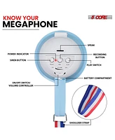 5 Core Megaphone Bullhorn Speaker 15W Mini Battery Power Bull horn w Siren 400 Yard Range - Sky Blue