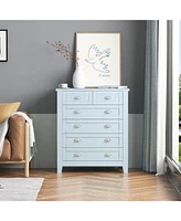 Slickblue Drawer Dresser Bar Cabinet – Solid Wood Frame with Plastic Door Panel, Multi-Functional Sideboard and Buffet Service Counter