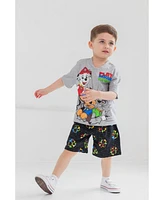 Paw Patrol Toddler Boys Rocky Rubble Marshall T-Shirt Tank Top and French Terry Shorts 3 Piece Outfit Set to