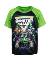 Monster Jam Toddler Boys Grave Digger El Toro Loco Megalodon T-Shirt Tank Top and French Terry Shorts 3 Piece Set to