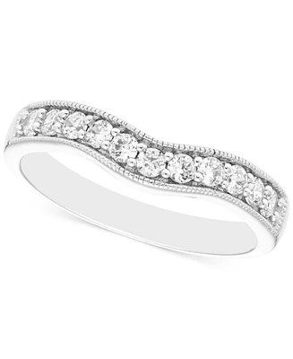 Diamond Milgrain Beaded Contour Band (3/8 ct. t.w.) in 14k White Gold