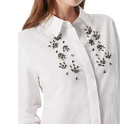 Sam Edelman Women's Astrid Cotton Oversized Embellished Shirt