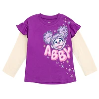 Sesame Street Toddler Girls 2 Pack Peplum Long Sleeve T-Shirts