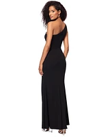 Xscape Women's High-Slit Rhinestone-Embellished Gown