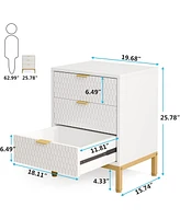 Tribesigns 3-Drawer Nightstand Set of 2, 25.8" Tall Modern Bedside Table, Large Side End Table with Storage Drawers for Bedroom
