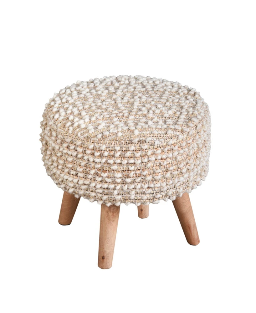 Anaya Home Natural Boucle Handwoven Foot Stool