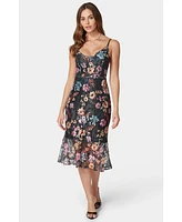 Bebe Women's Printed Lace Midi Dress