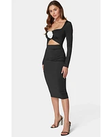 Bebe Women's Rosette Midi Cutout Dress