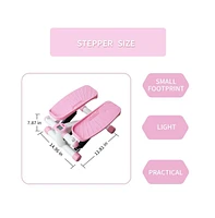 Slickblue Mini Stepper with Resistance Band – Pink Stair Stepping Fitness Machine for Full-Body Home Workout, Includes Lcd Monitor