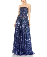 Mac Duggal Women's Strapless Hand Embellished Beaded A Line Gown