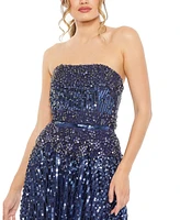 Mac Duggal Women's Strapless Hand Embellished Beaded A Line Gown