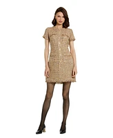 Mac Duggal Women's Boucle Short Sleeve Mini Dress With Pockets