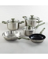 BergHOFF Leo Bolt 8pc Recycled Stainless Steel Cookware Set, Green