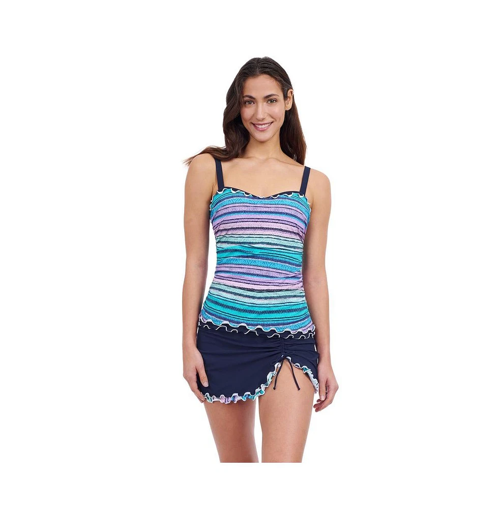 Profile by Gottex Women's Harmony E Cup Center Ruched Tricolored Tankini