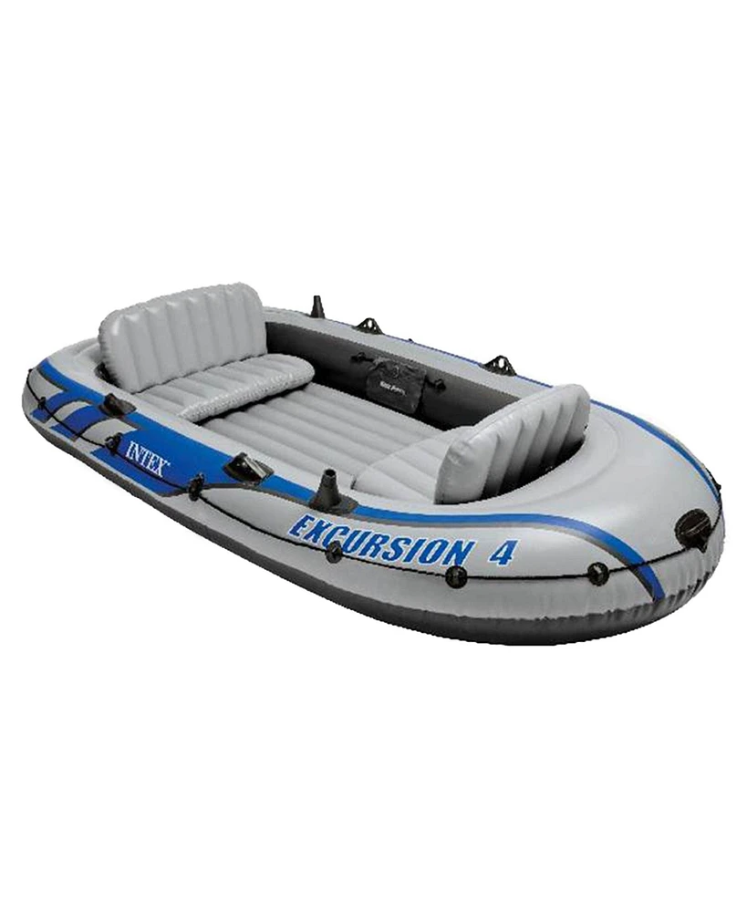 Intex Excursion 4 Inflatable River/Lake Boat Raft Set & Motor Mount Kit