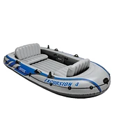 Intex Excursion 4 Inflatable River/Lake Boat Raft Set & Motor Mount Kit