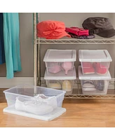 Sterilite 6 Qt Clear Plastic Storage Container Bin Snap Close White Lid, 36 Pack