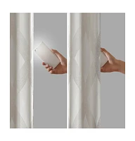 Bentley Ogee Knitted Jacquard Total blackout curtains for bedroom, Silver grommet top fit up to 1.25 inches rod Single Curtain Panel for Living Room,