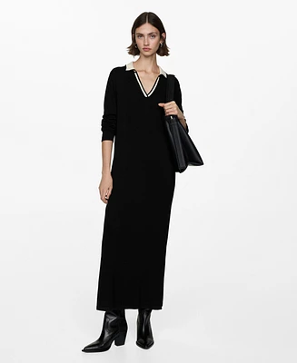 Mango Women's Contrast Collar Knit Dress