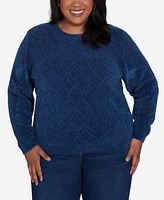 Alfred Dunner Plus Classic Chenille Pullover Sweater