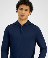 Michael Kors Men's Premium Textured Long Sleeve Henley Hoodie