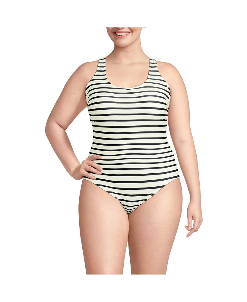 Lands' End Women's Plus Tugless X-Back One Piece Swimsuit