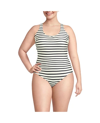 Lands' End Women's Plus Tugless X-Back One Piece Swimsuit