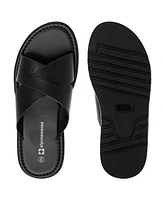 Alpine Swiss Men's Hugo Faux Leather Slide Sandals Dressy Comfortable Shoes