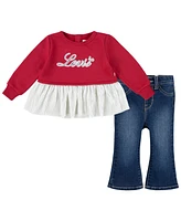 Levi's Infant Girls Sparkle Crew and Jeans, 2-Piece Set