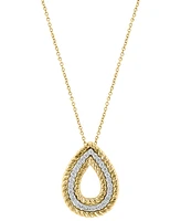 Effy Diamond (3/8 ct. t.w.) & Rope Pear-Shaped 18" Pendant Necklace in 14k Two-Tone Gold - Two