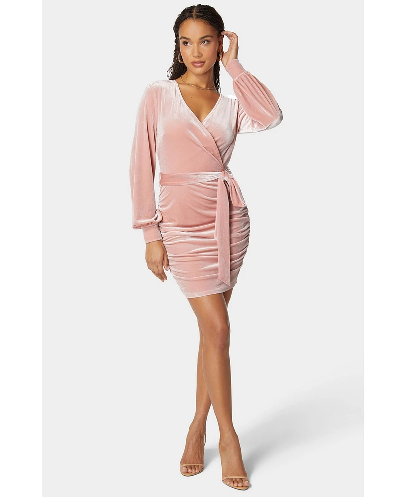 Bebe Women's Velvet Utility Mini Dress Pink