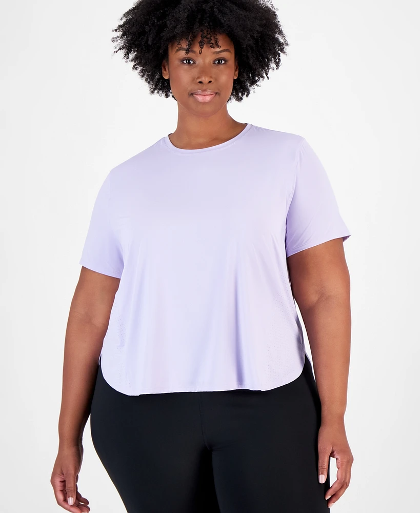 Id Ideology Plus Perforated Pieced Short-Sleeve T-Shirt, Created for Macy's