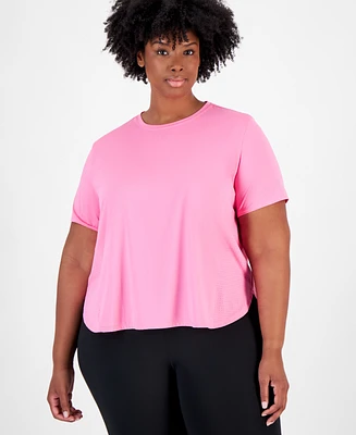 Id Ideology Plus Size Perforated Pieced Short-Sleeve T-Shirt, Created for Macy's