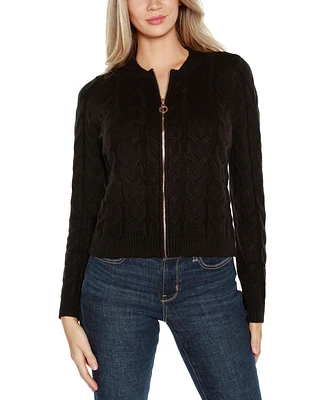 Belldini Black Label Women's Zip Cable Sweater