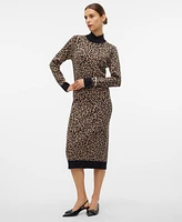 Vero Moda Women's Aria High-Neck Printed Long-Sleeve Dress