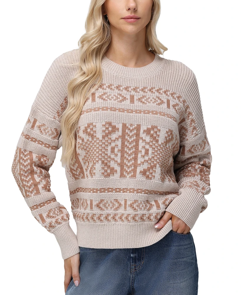 Frye Women's Fairisle Crewneck Cotton Pullover Sweater