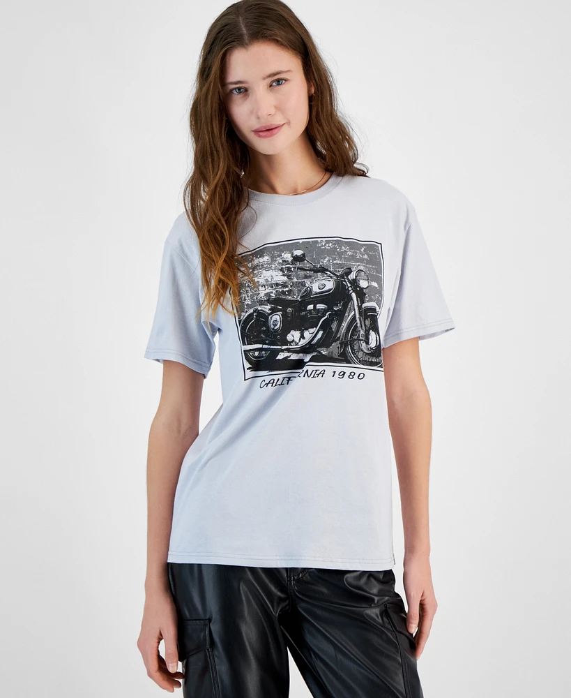 Pretty Rebellious Juniors' California Motorcycle Graphic T-Shirt