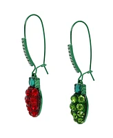 Betsey Johnson Faux Stone Jingle Bell Bling Christmas Lights Dangle Mismatch Earrings