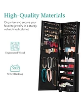 Best Choice Products Jewelry Armoire Cabinet, Full Length Mirror w/ Velvet Storage Interior, Lock