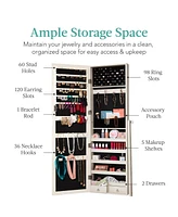 Best Choice Products Jewelry Armoire Cabinet, Full Length Mirror w/ Velvet Storage Interior, Lock
