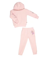 Bearpaw Girls 2 Piece Embroidered Hoodie with Jogger Pants Outfit Set