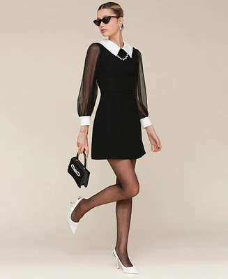 Avec Les Filles Women's Collared Contrast-Sleeve Dress