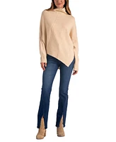 Elan Women's Asymmetric Mock-Neck Long-Sleeve Sweater