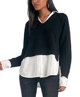 Elan Women's Long-Sleeve Layered-Look Sweater