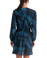 Elan Women's Printed V-Neck Long-Sleeve Dress