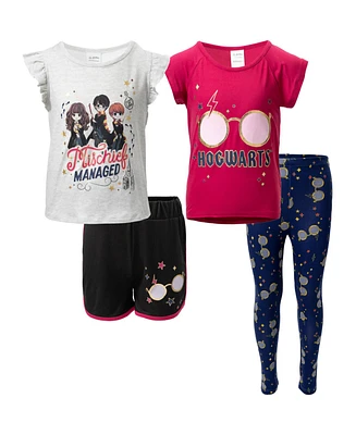 Harry Potter Girls Ron Weasley Hermione T-Shirt Tank Top Leggings Shorts 4 Piece Outfit Set to