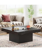 Tribesigns Led Coffee Table, Square Table Wood Low for Living Room