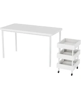 Tribesigns 47-Inch Computer Writing Desk, Simple White Home Office Desks with 3