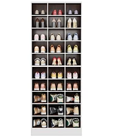 Tribesigns 10-Tier Shoe Storage Cabinet, White and Brown Wooden Shoe Rack with 30 Cubbies, Freestanding Tall Entryway Shoe Organizer for Closet, Entry