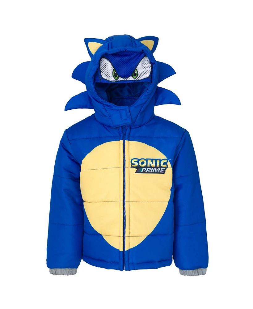 Sega Little Boys Sonic the Hedgehog Zip Up Puffer Jacket to (4 - 14-16)